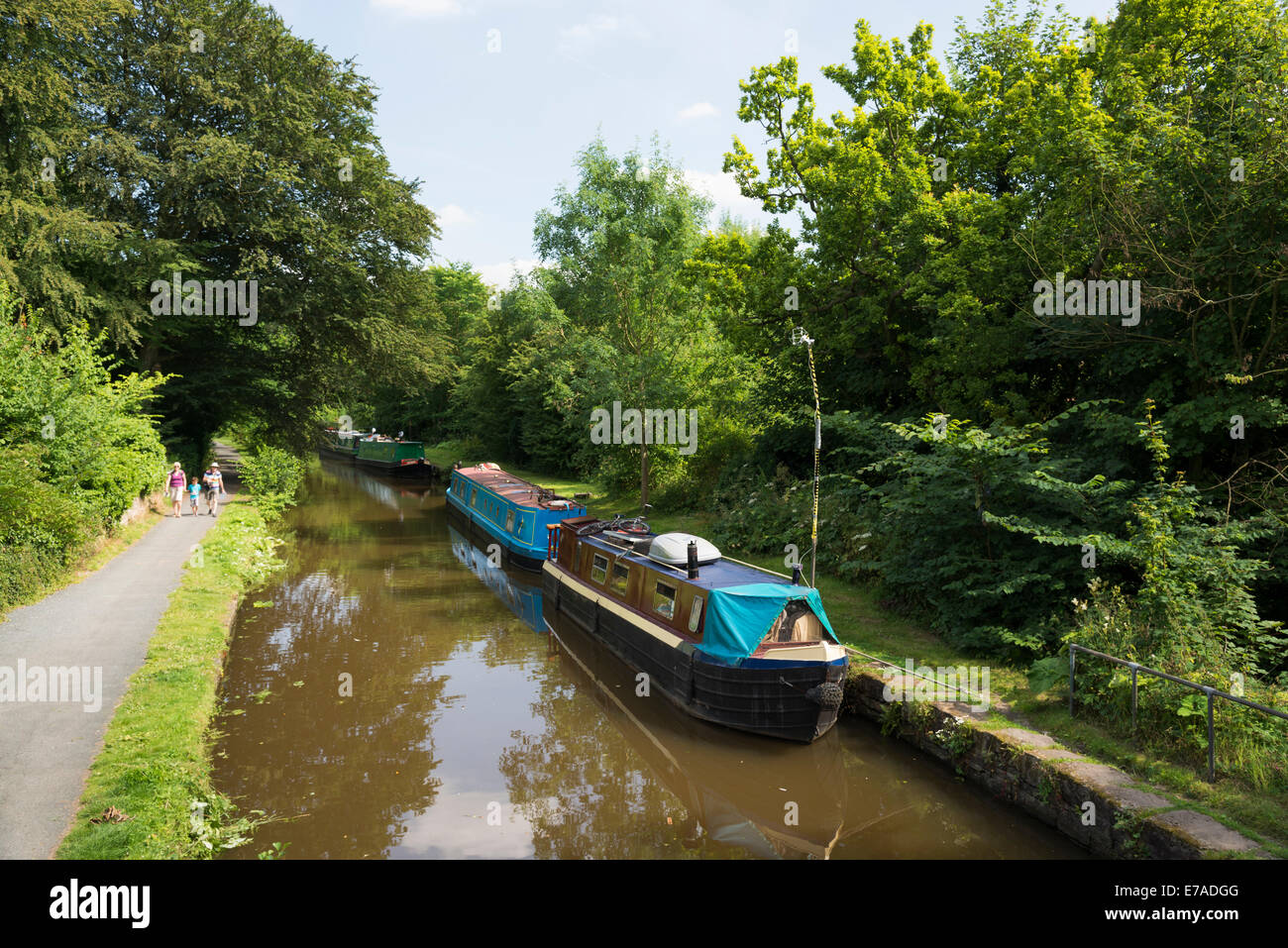 Canal barges on the Peak Forest Canal at Whaley Bridge Derbyshire Peak