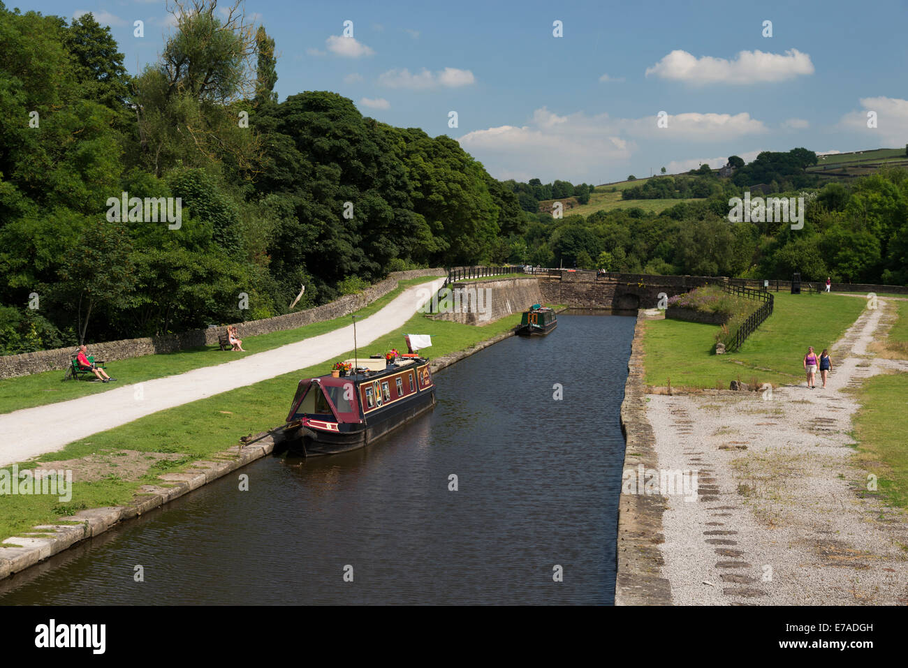 Canal barges on the Peak Forest Canal at Whaley Bridge Derbyshire Peak