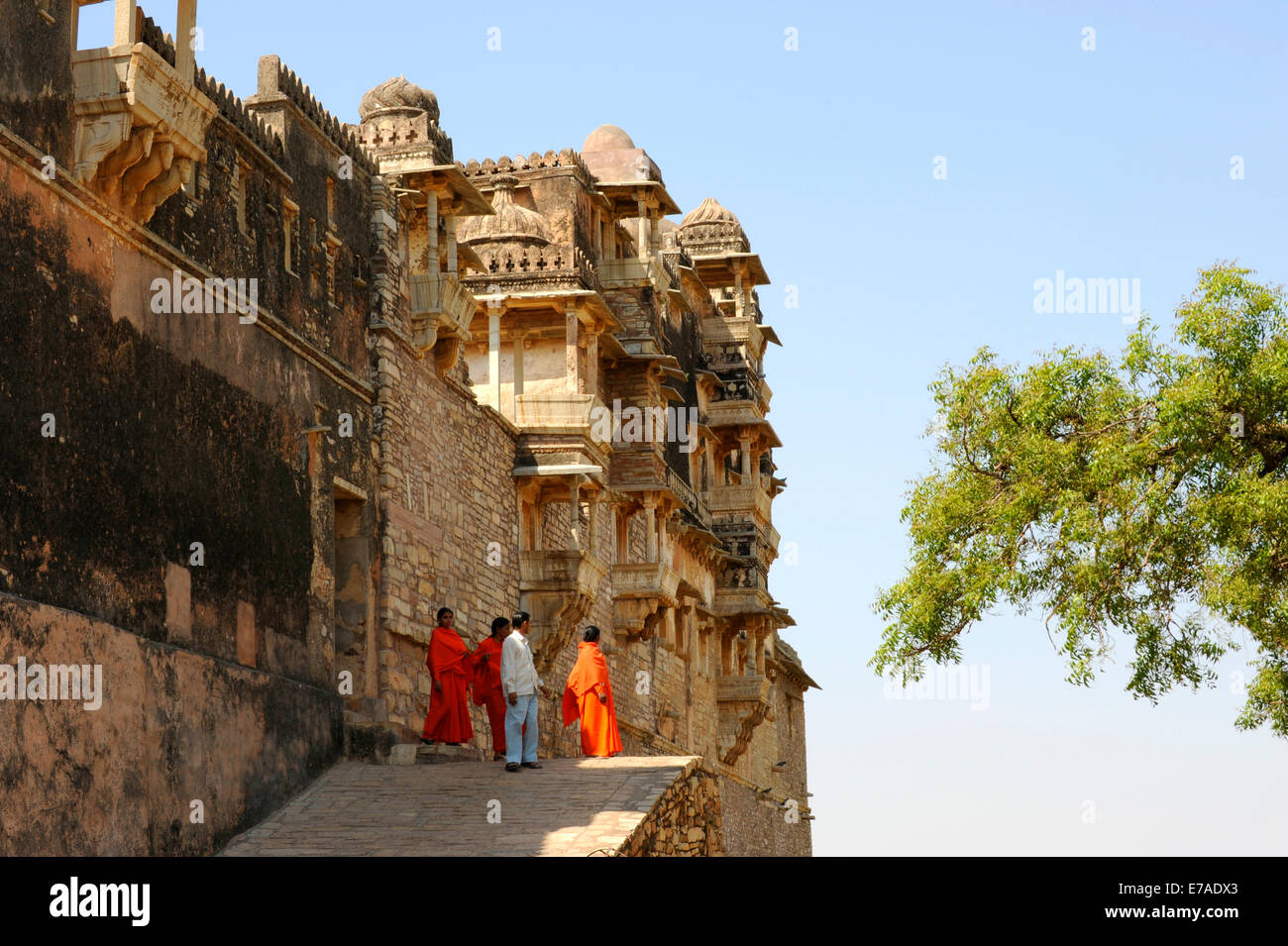 A man with three female companions at the Bari Pol, gateway to the Rana ...