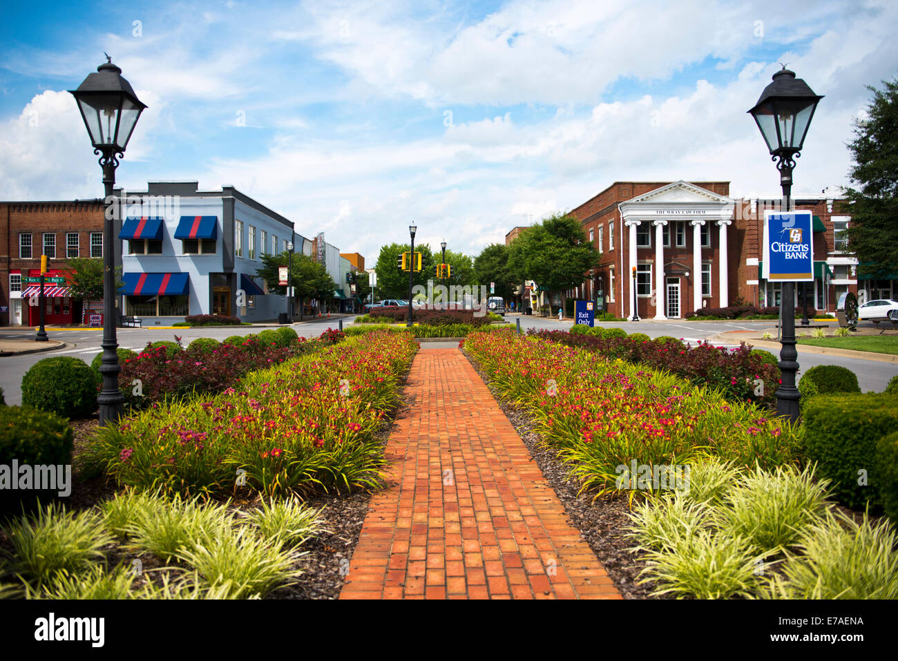 A wide angle view of downtown Kingsport Tennessee Stock Photo