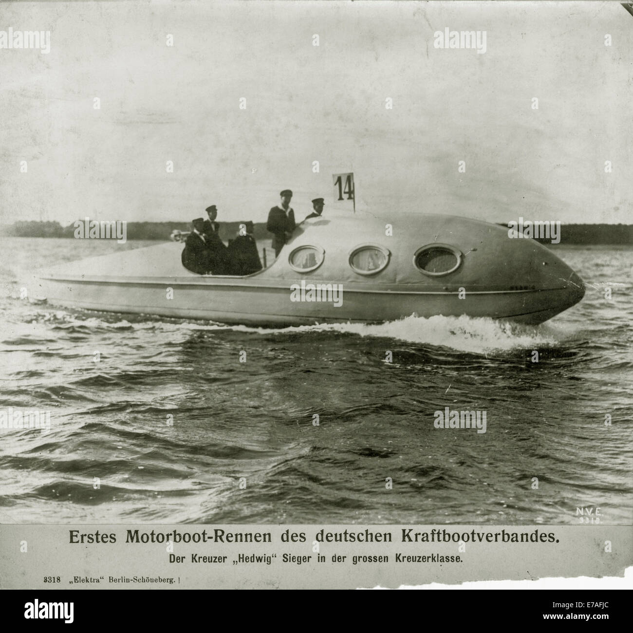 First powerboat race of the German power boat association, historical photo, 1921, Berlin, Germany Stock Photo