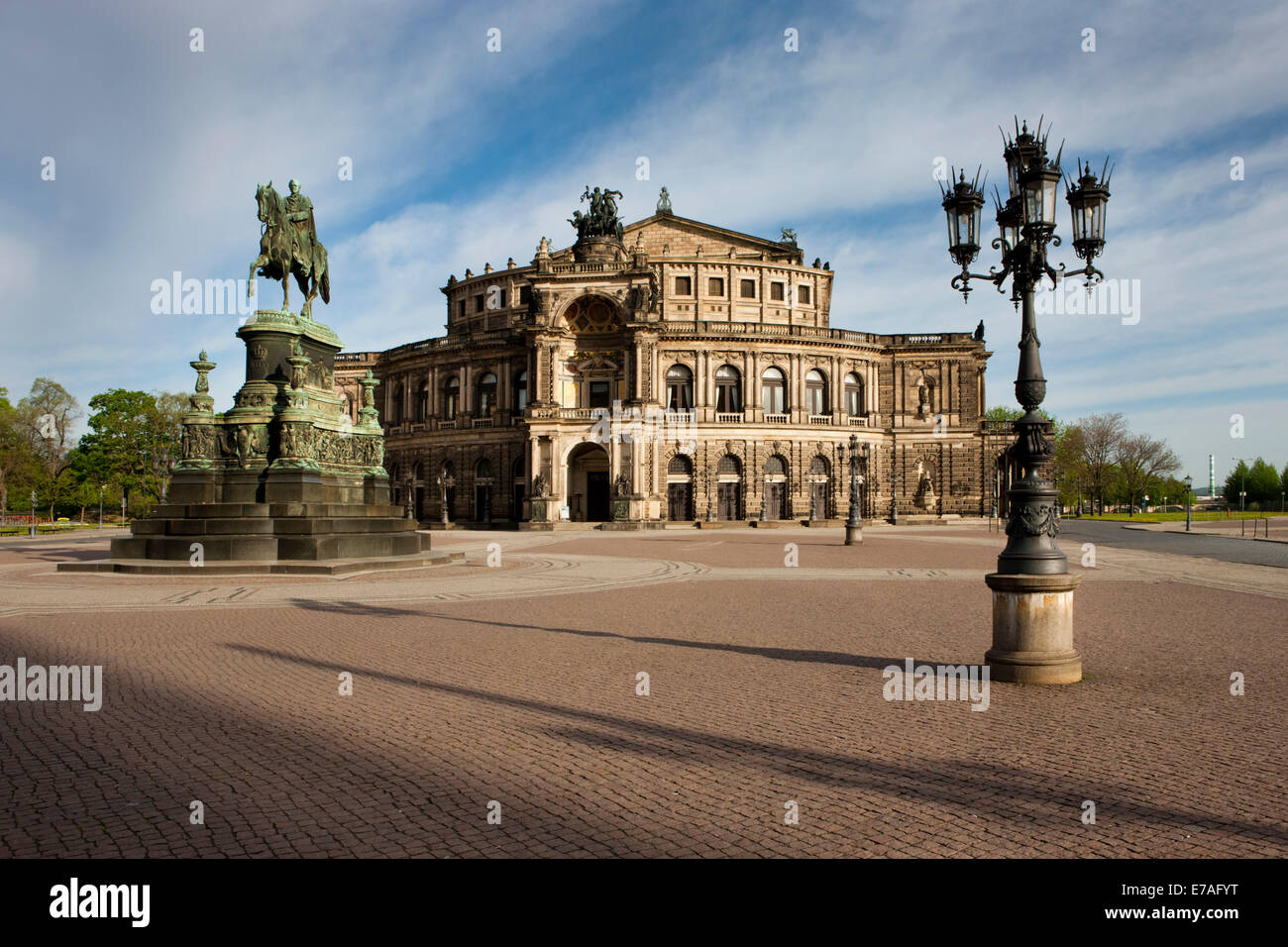 Semperoper opera house, Theaterplatz square, Dresden, Saxony, Germany Stock Photo