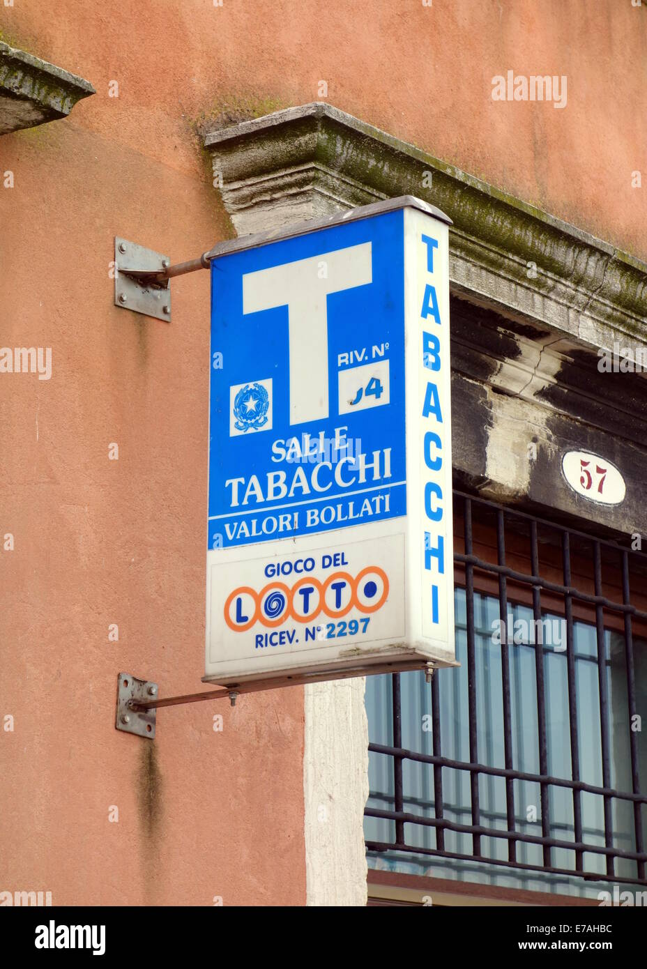 Tobacco shop sign in Italy Stock Photo