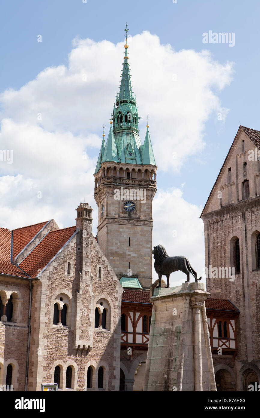 Dankwarderode castle and Brunswick Cathedral, St. Blasii, Braunschweig, Brunswick, Lower Saxony, Germany, Europe, Stock Photo