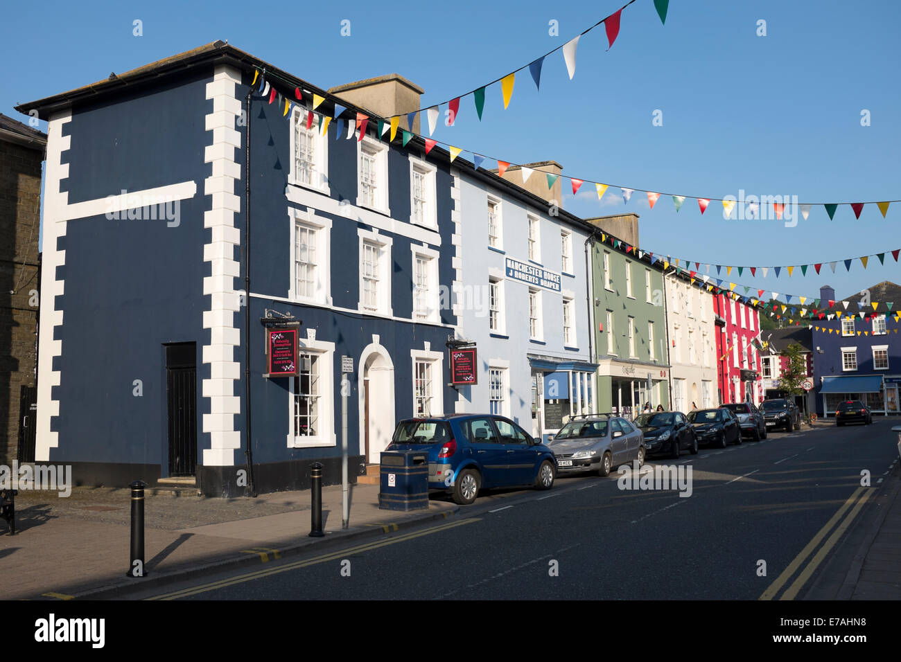 Main Street Brightly Painted Houses Aberaeron Wales Stock Photo Alamy