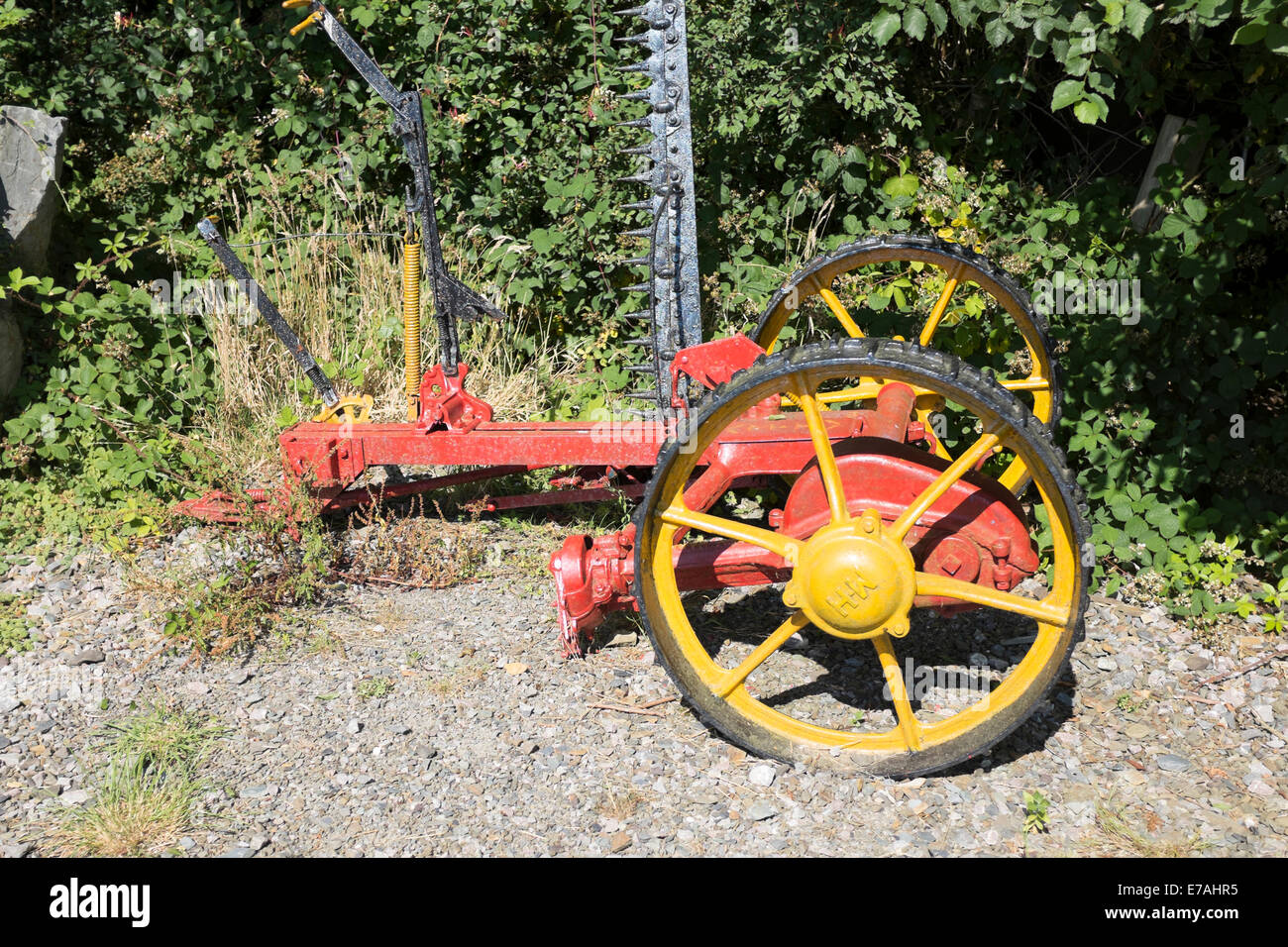 Old Farm Machinery Cast Iron Painted Vintage Stock Photo