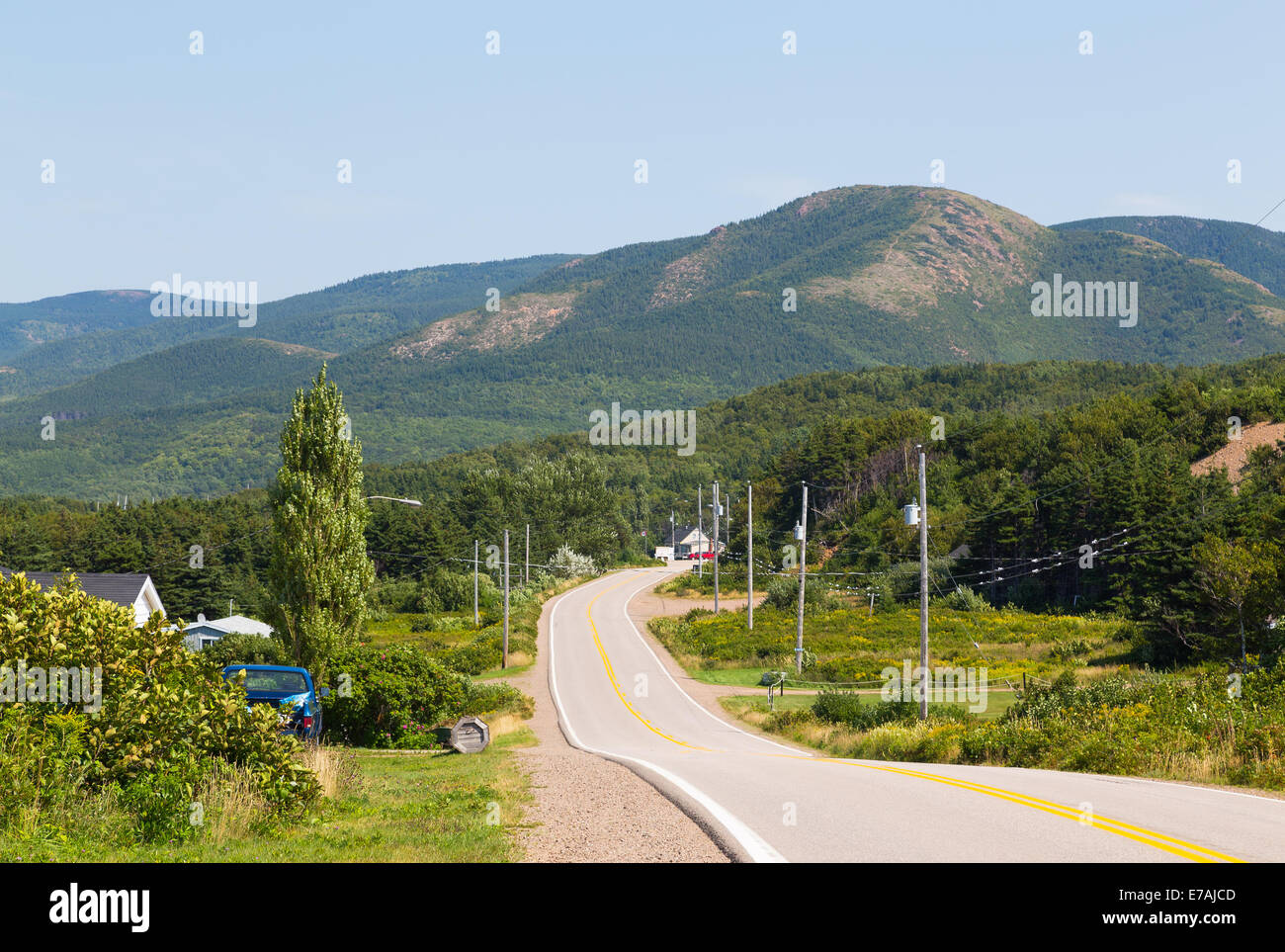 Road and mountains in Pleasant Bay Cape Breton Stock Photo Alamy
