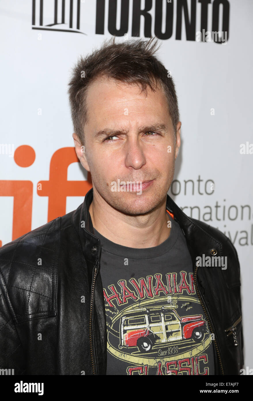Toronto, Canada. 10th Sep, 2014. Actor Sam Rockwell attends the photocall of "Laggies" during the 39th Toronto International Film Festival (TIFF) in Toronto, Canada, 10 September 2014. Photo: Hubert Boesl - NO WIRE SERVICE -/dpa/Alamy Live News Stock Photo