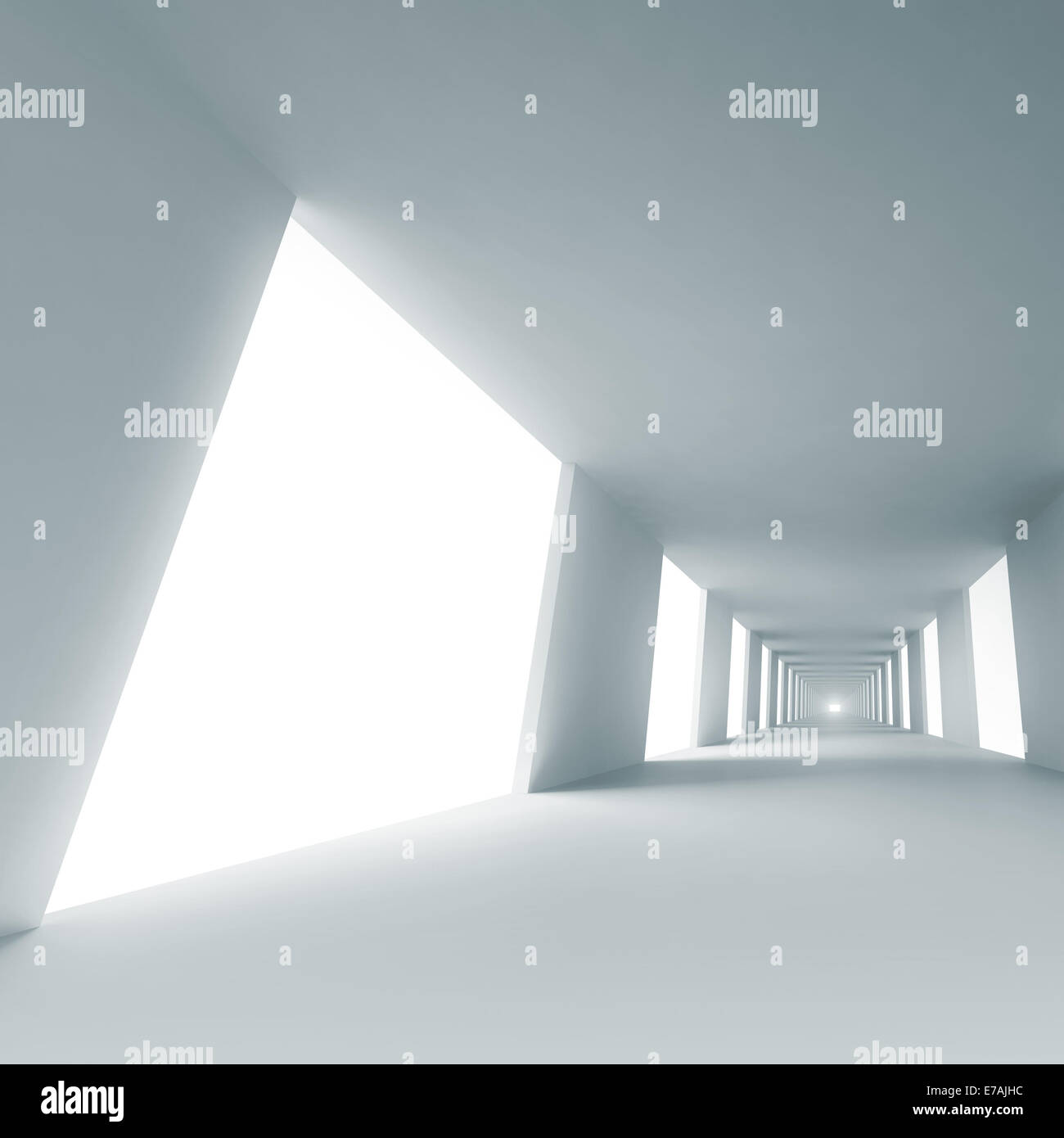 Empty blue corridor. Abstract architecture 3d background Stock Photo