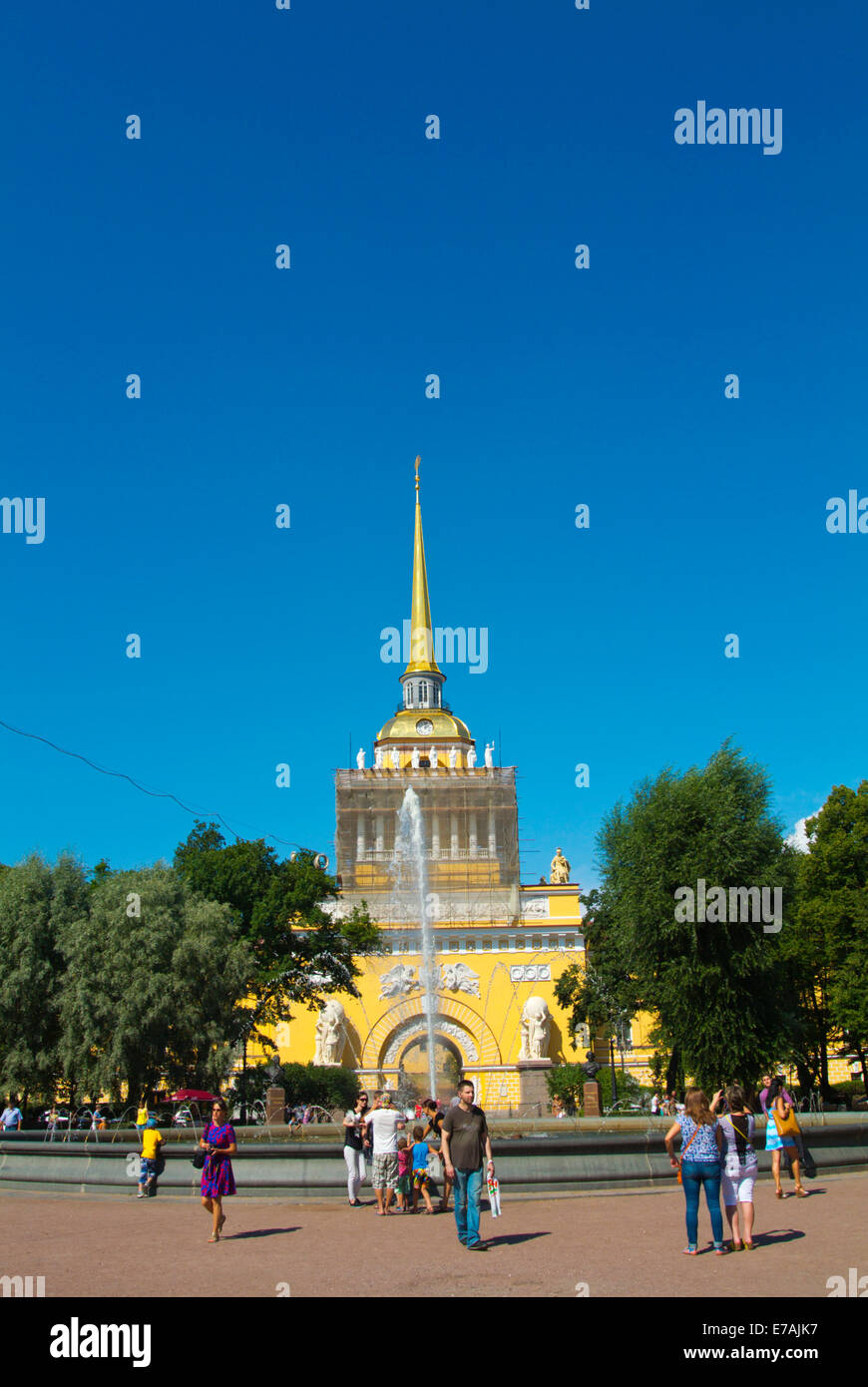 Admiralty building tower (1823), Alexander Garden, central Saint Petersburg, Russia, Europe Stock Photo