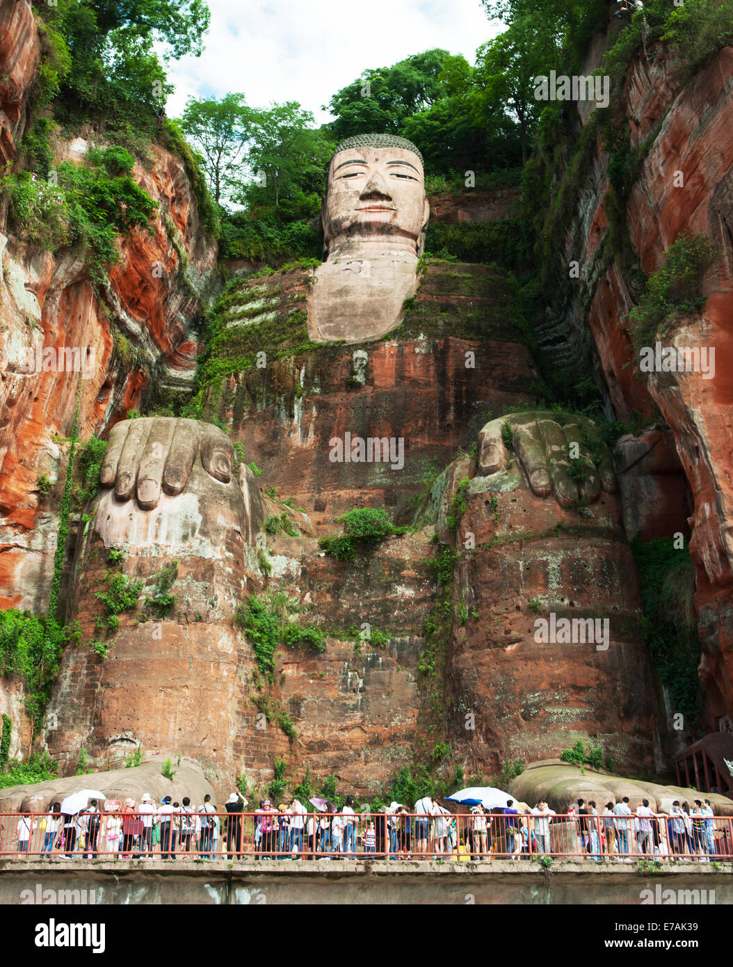 Giant Buddha, Min River, from tour boat, Leshan, China Stock Photo