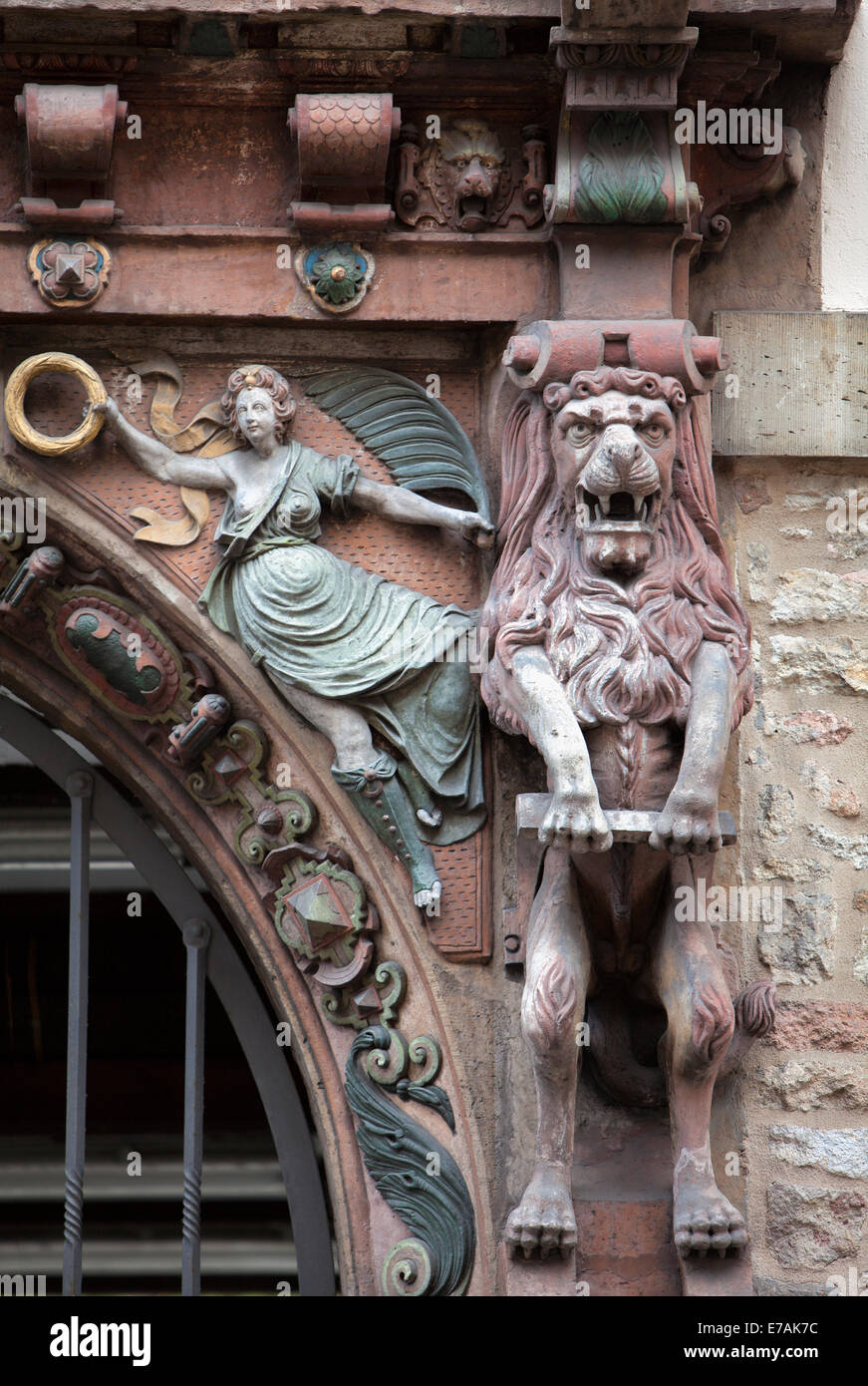 Renaissance portal, Old town market square, Brunswick, Lower Saxony, Germany, Europe, Stock Photo