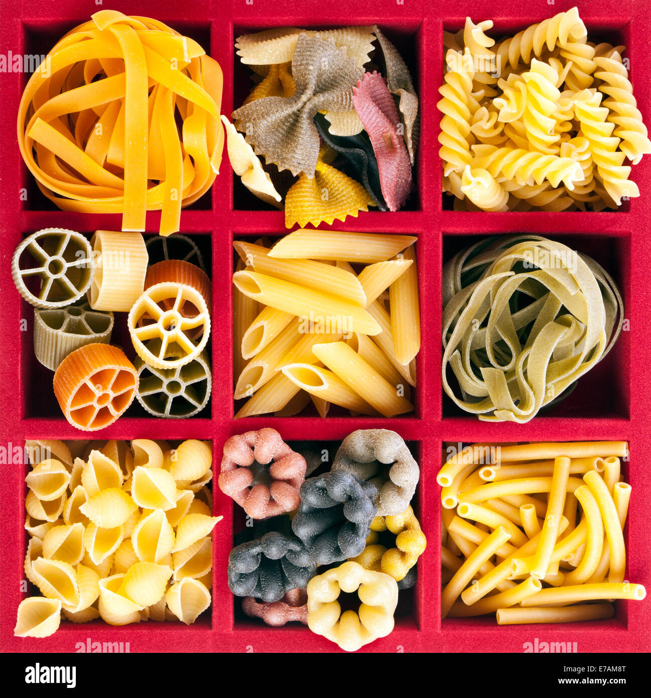 Pasta Collection in shadow box Stock Photo