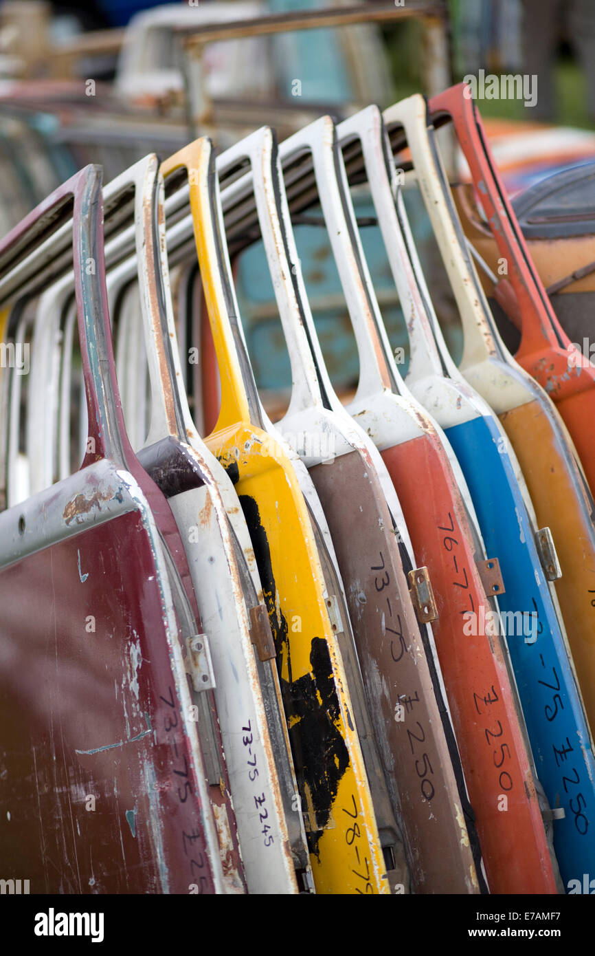 Volkswagen Camper Doors For Sale In A Auto Market Stock Photo