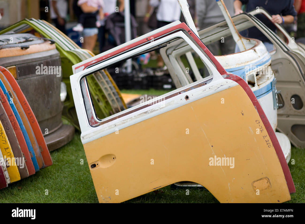 Volkswagen Camper Doors For Sale In A Auto Market Stock Photo