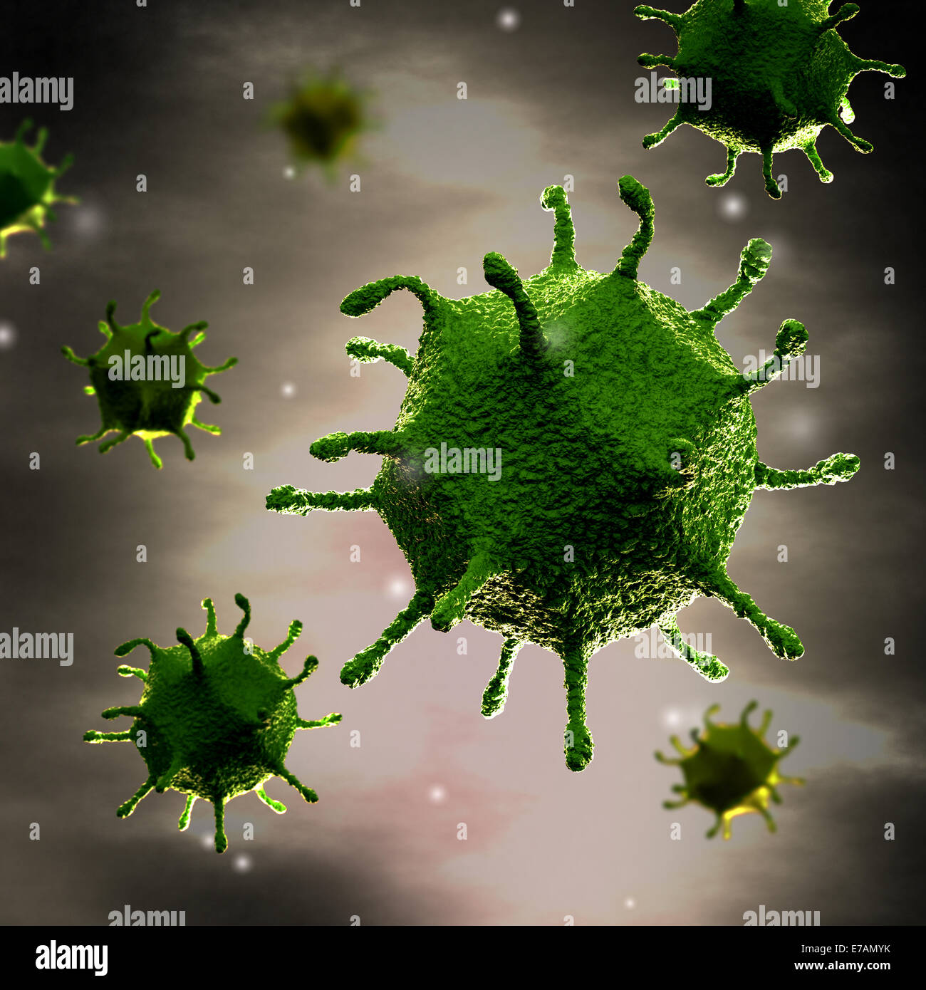 Flu / Cold Virus in detail - Microscope Stock Photo