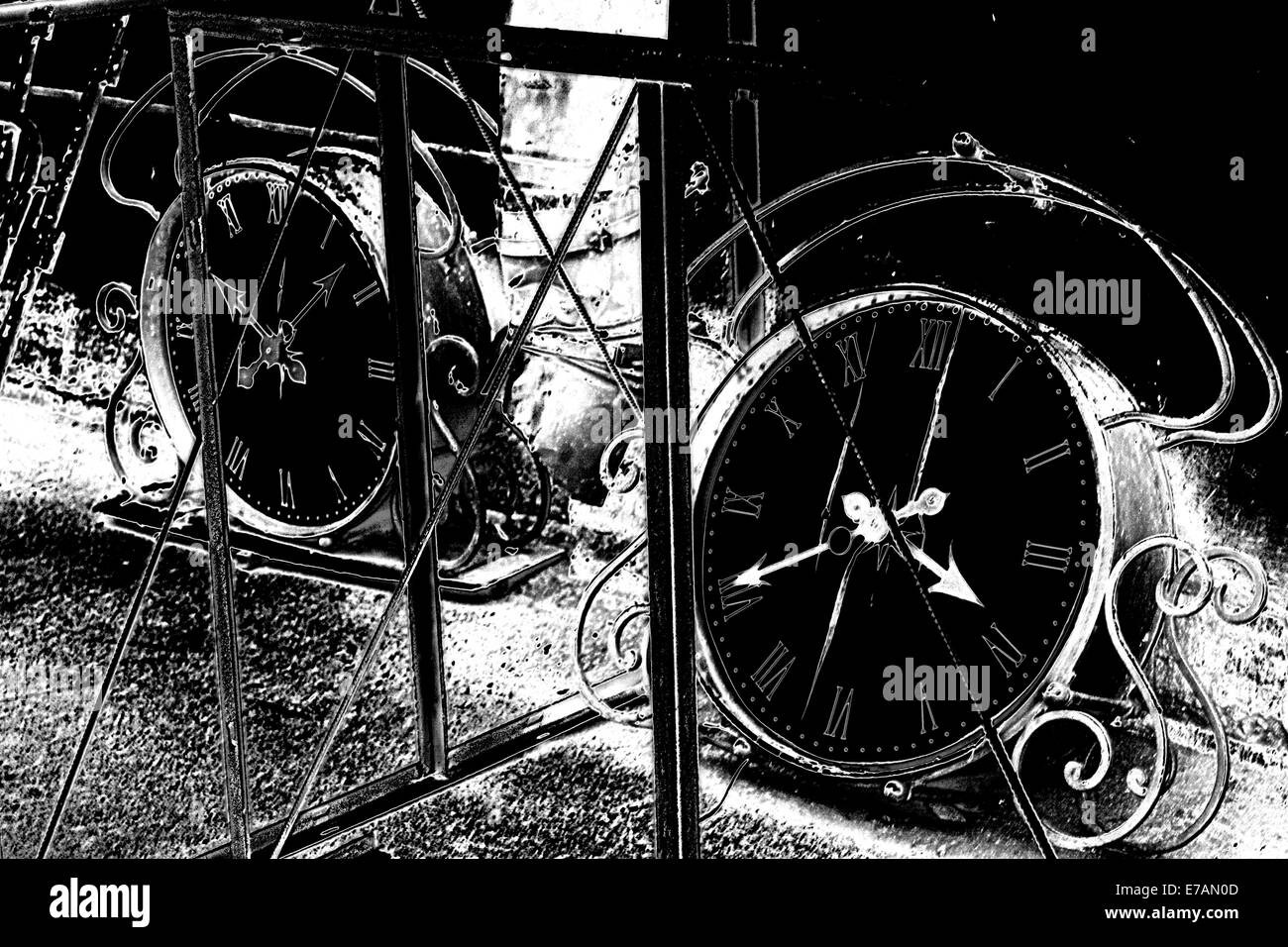 Two damaged street clocks Stock Photo Alamy