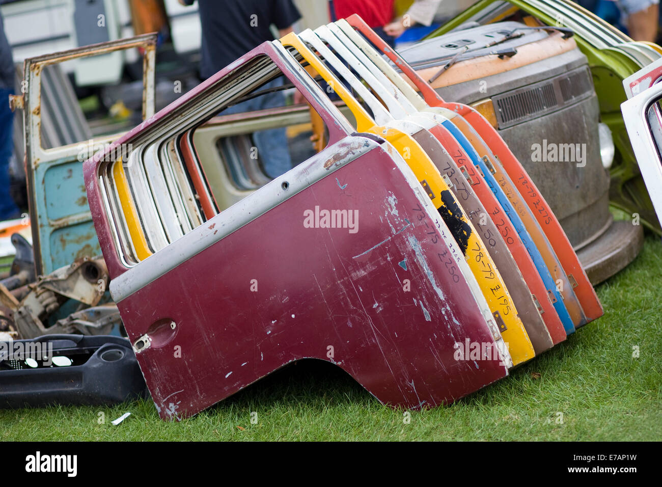 Volkswagen Camper Doors For Sale In A Auto Market Stock Photo