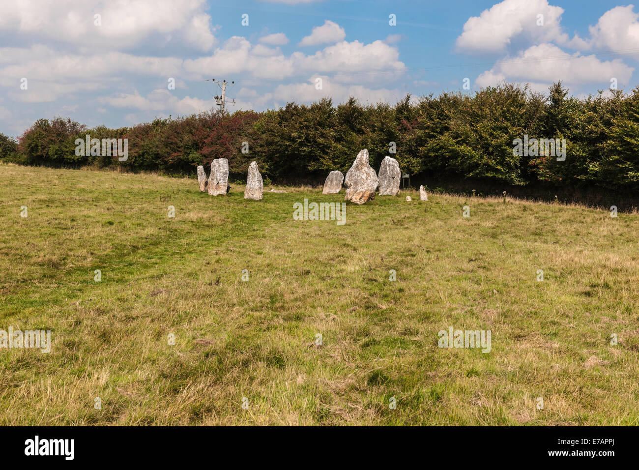 DULOE STONE CIRCLE, DULOE, CORNWALL, BRONZE AGE, ENGLAND, BRITAIN Stock
