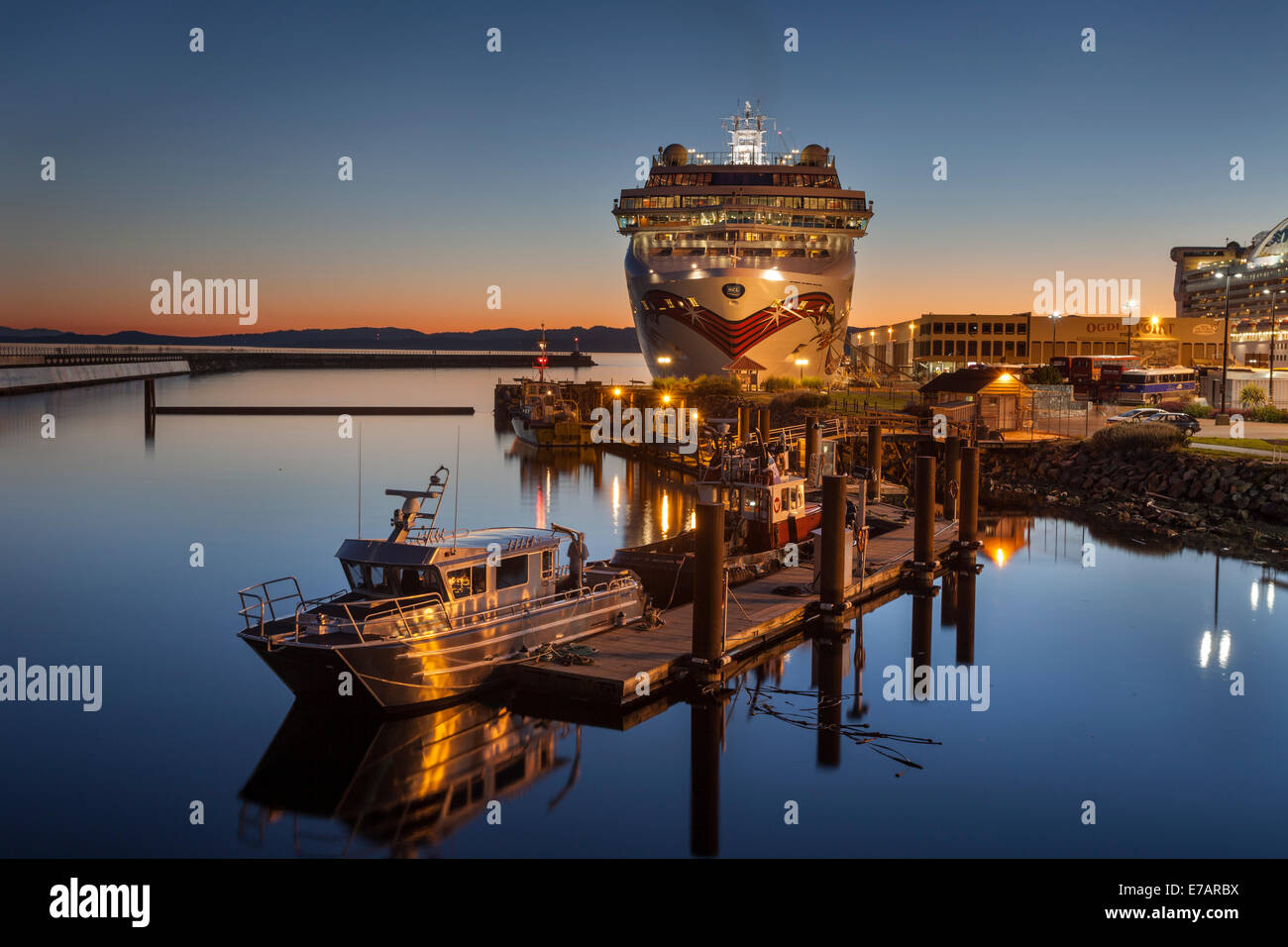 Norwegian Jewel cruise ship berthed in port-Victoria, British Columbia, Canada. Stock Photo