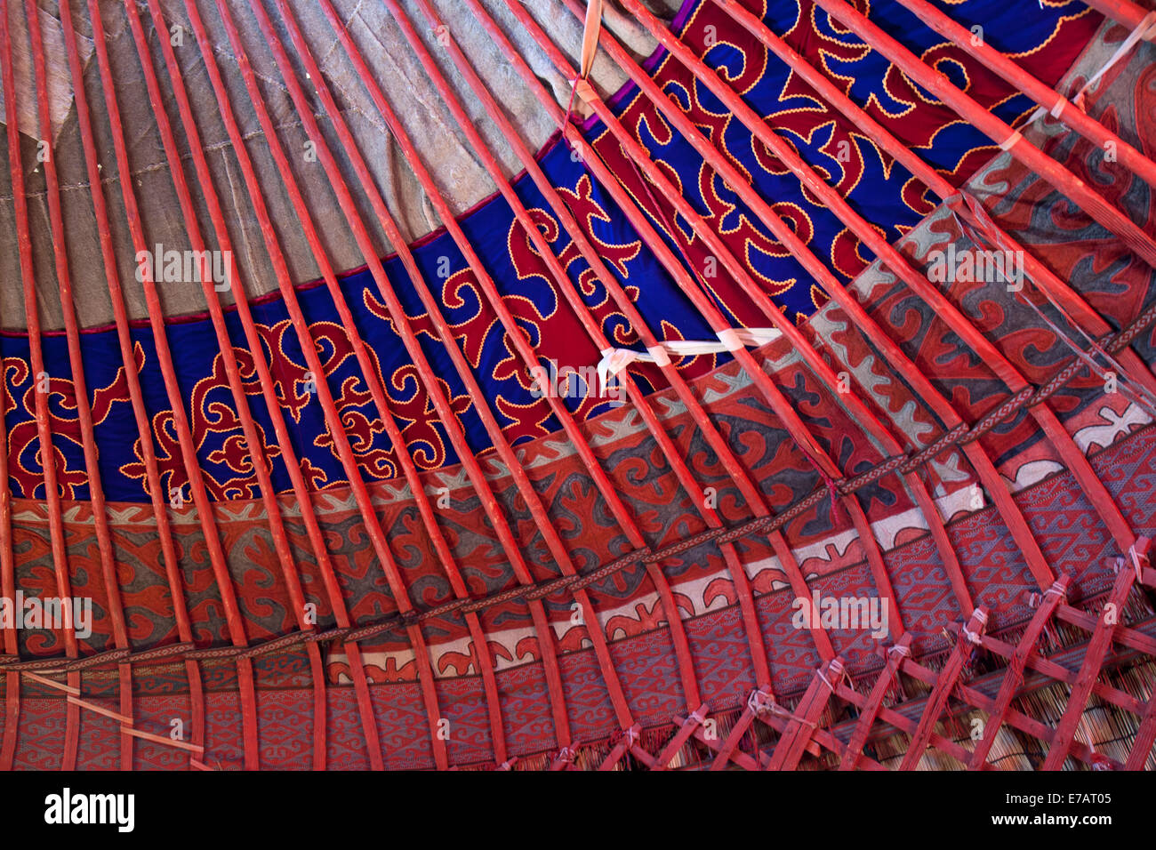 Interior detail of Kyrgyzstan Yurt Stock Photo