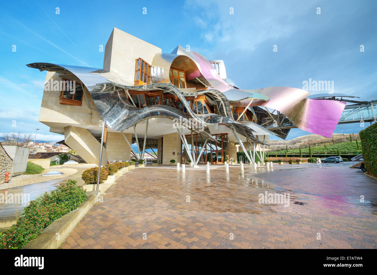 El ciego, Spain- January 10, 2014: Winery of Marques de Riscal on January 10, 2014 in Elciego, Basque Country, Spain. This moder Stock Photo