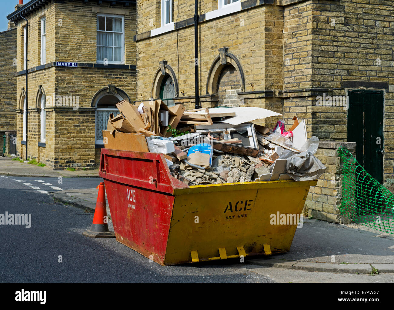 Rubbish skip, Saltaire, West Yorkshire, England Stock Photo Alamy