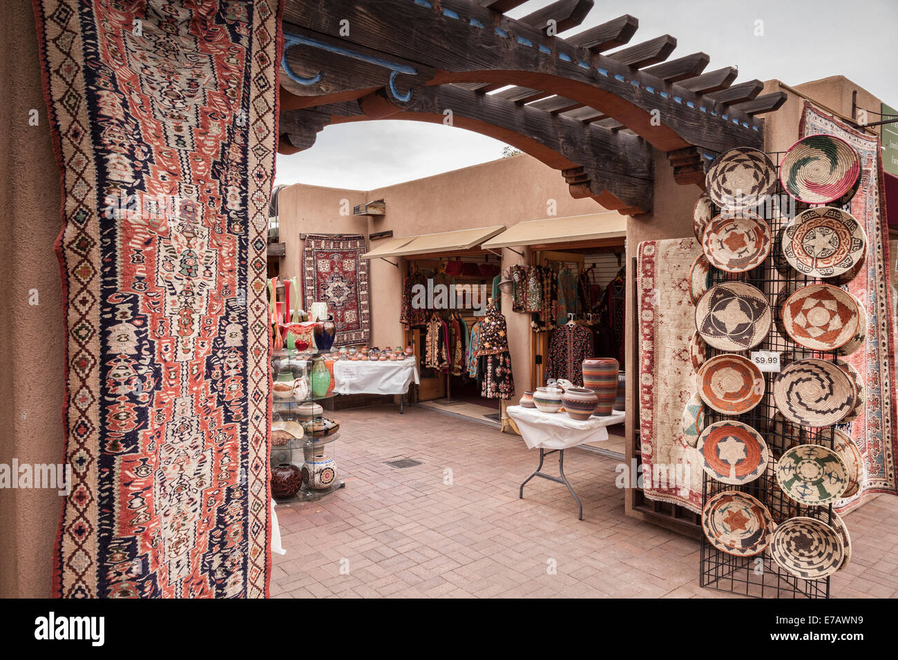 Shop selling examples of traditional crafts to tourists in Santa Fe