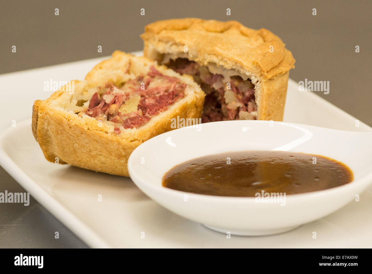 PIE, pork, pie, meat pie, corned beef ,homemade, macro Stock Photo