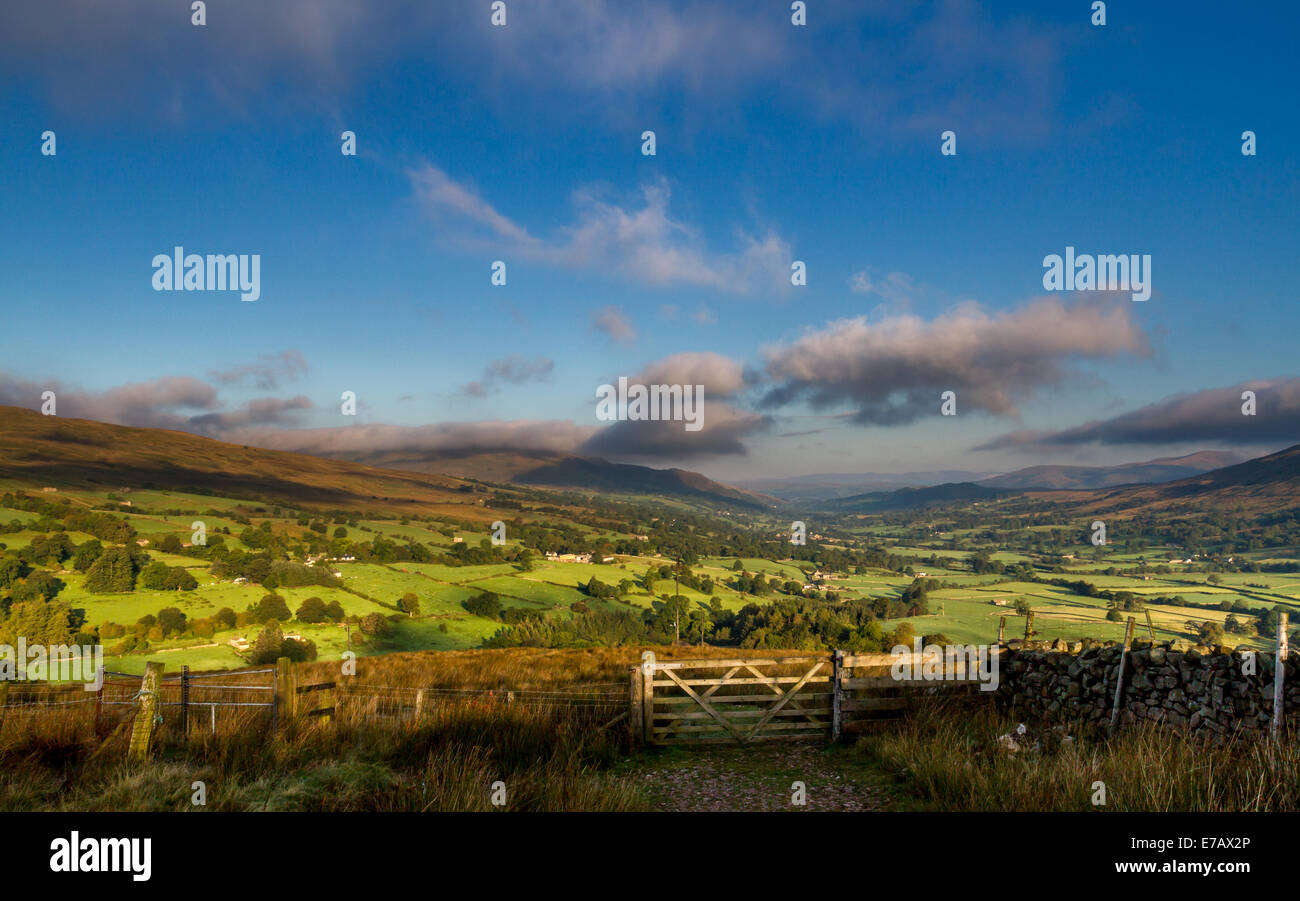 Early morning views above Dent in the Yorkshire Dales, UK Stock Photo