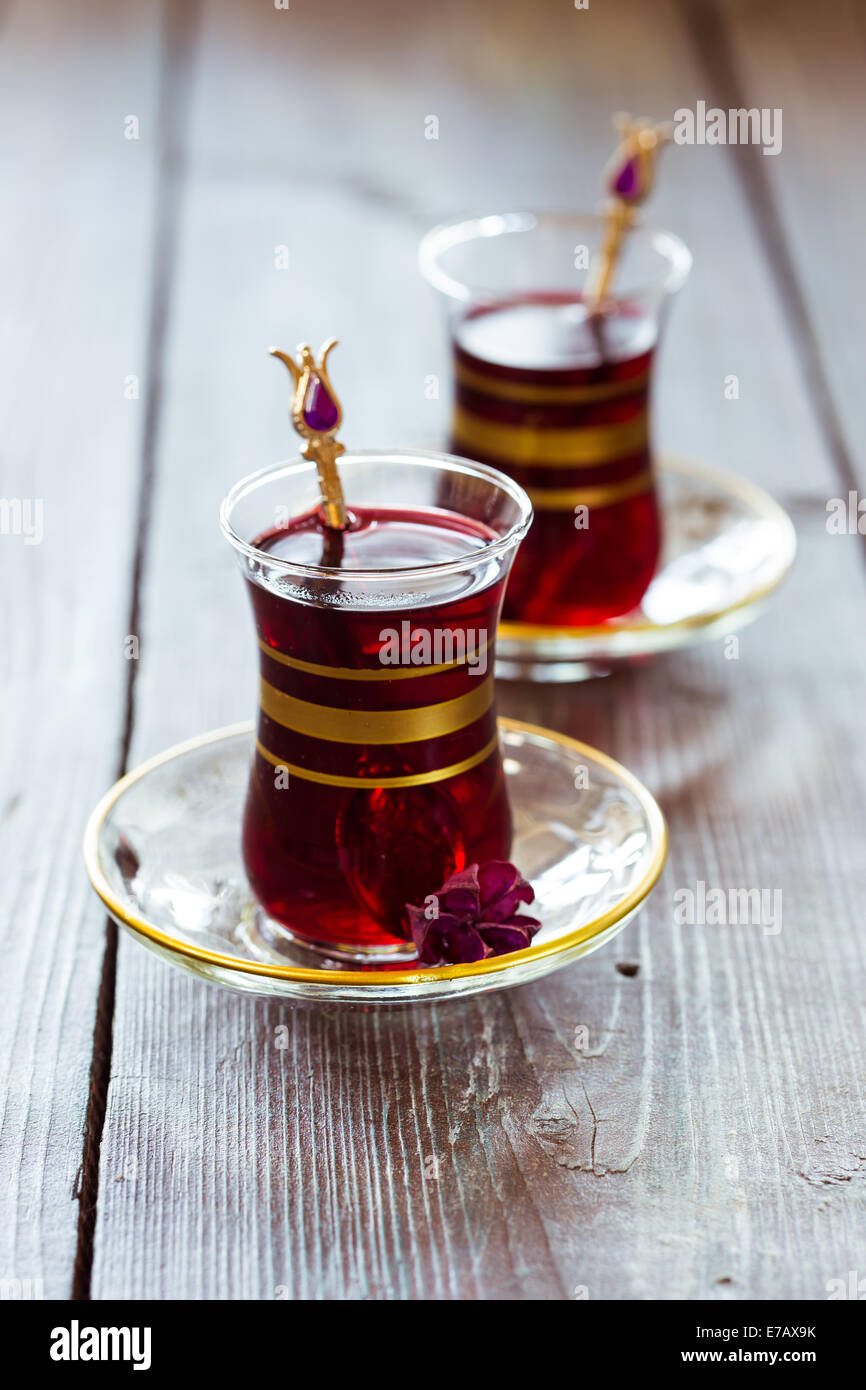 Turkish pomegranate tea in a traditional glasses Stock Photo Alamy