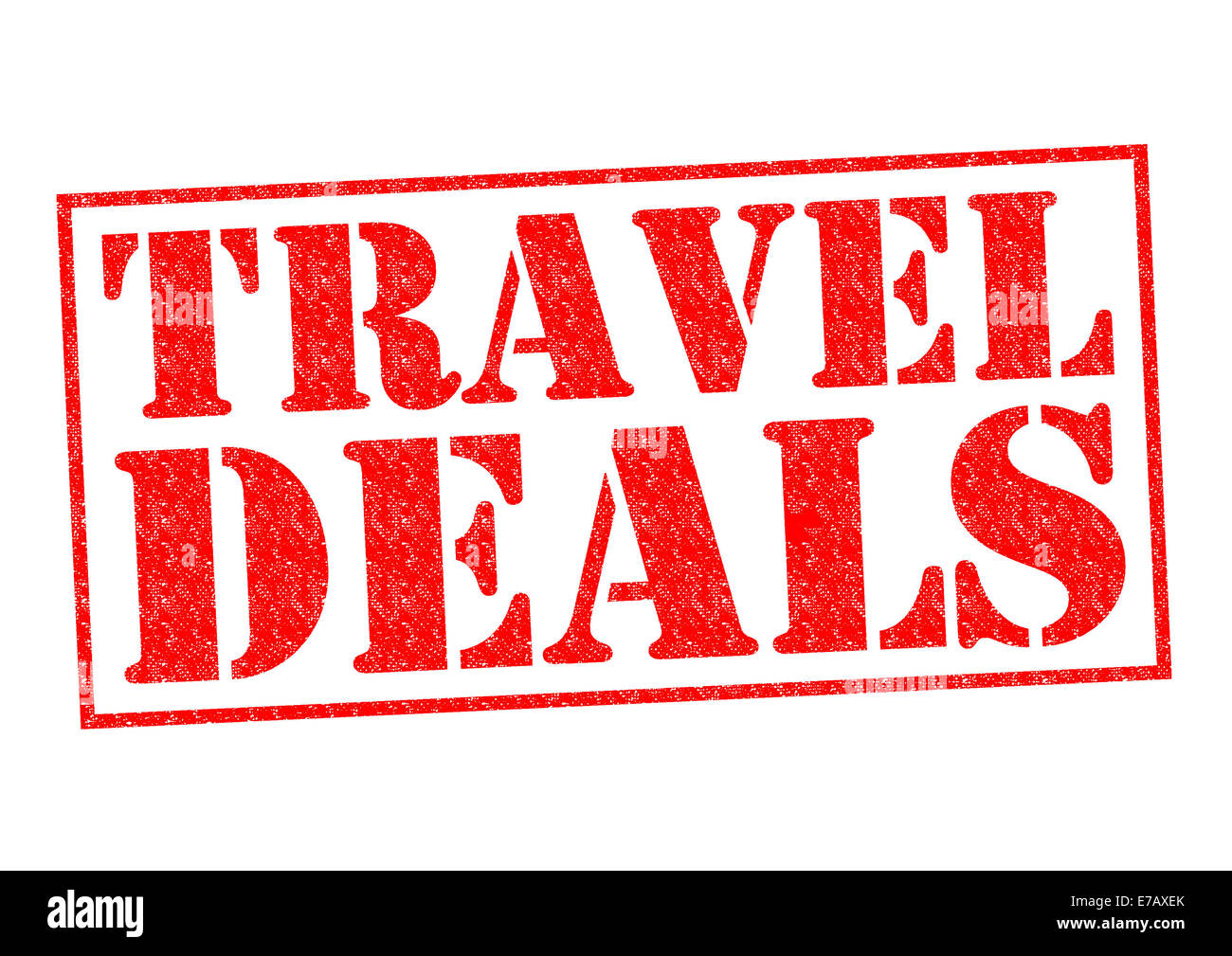 TRAVEL DEALS red Rubber Stamp over a white background. Stock Photo
