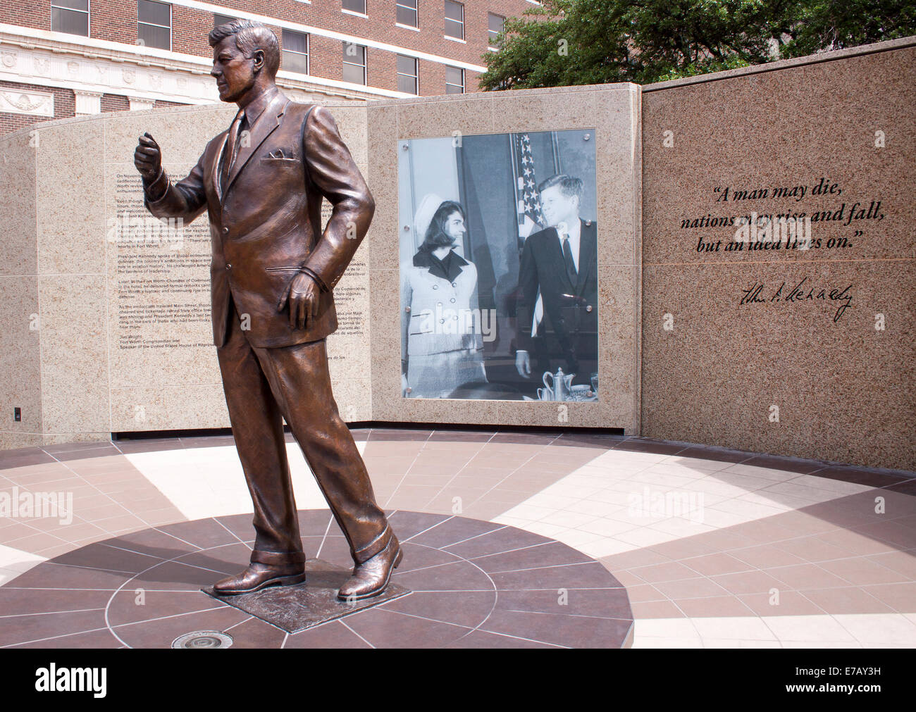 John F Kennedy statue in Dallas Texas Stock Photo