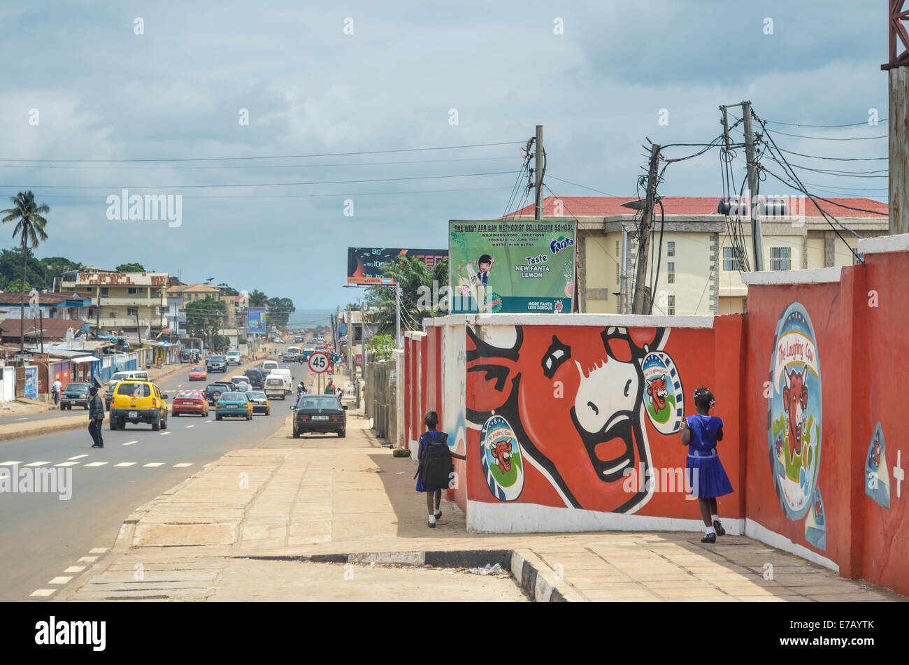 Streets of Freetown, the capital city of Sierra Leone, Africa Stock Photo