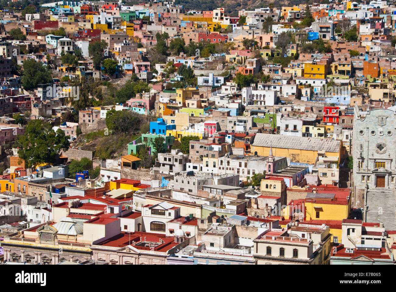 GUANAJUATO, MEXICO - Guanajuato World Heritage Site, historic city view of 16th century buildings and houses of vivid colors Stock Photo
