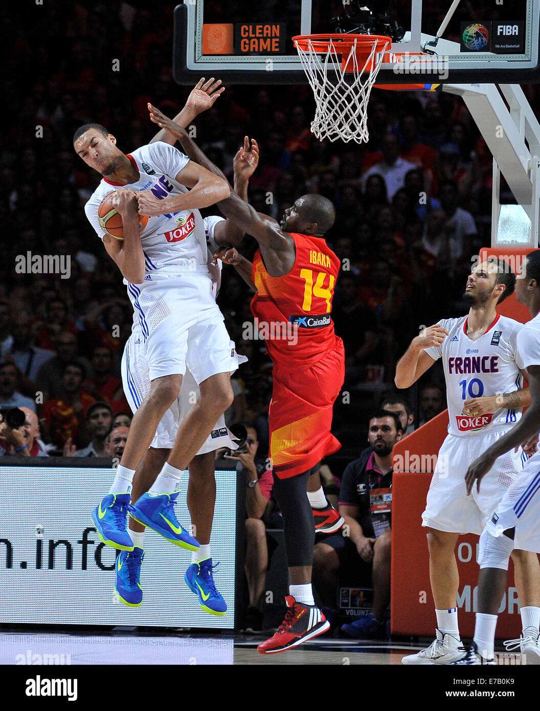 Madrid, Spain. 10th September, 2014.  Palacio de los Deportes, Madrid, Spain. FIBA World championship finals. France versus Spain, quarter-final. Rudy Gobert (France) France pulled off an unexpected win by defeating Spain by a score of 65-52. Credit:  Action Plus Sports Images/Alamy Live News Stock Photo
