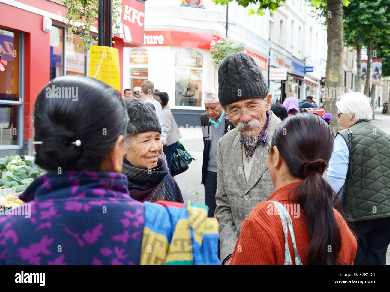 Gurkha people in conversation, in Aldershot, England Stock Photo