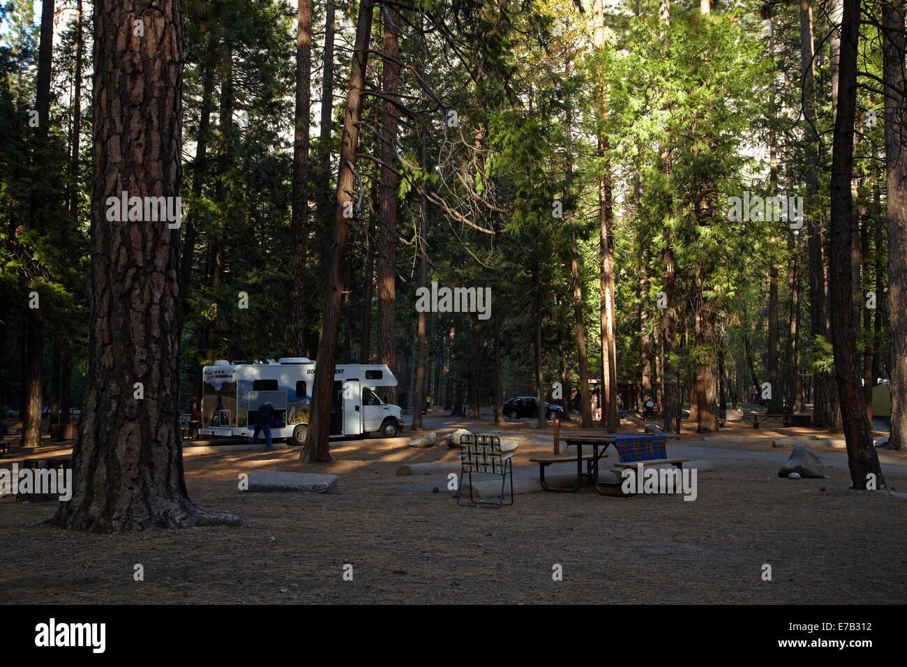 Upper Pines Campground, Yosemite Valley, Yosemite National Park, California, USA Stock Photo