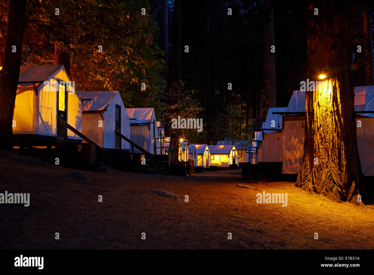 Camp Curry, Curry Village, Yosemite Valley, Yosemite National Park, California, USA Stock Photo