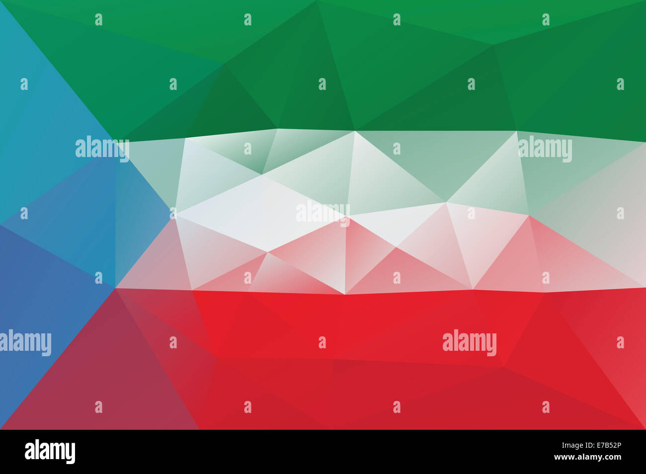 Equatorial Guinea flag - triangular polygonal pattern Stock Photo