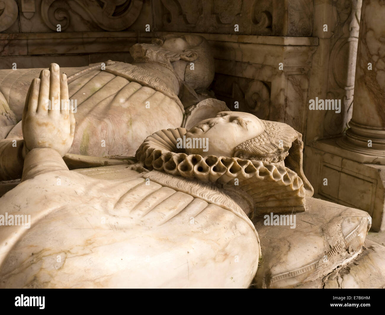 Alabaster tomb of Sir Henry Grey and his wife Anne, Bradgate Park, Leicestershire, England, UK Stock Photo