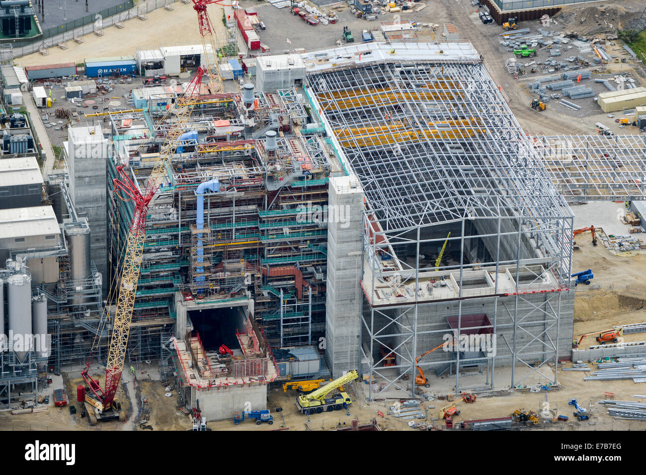 An aerial view of a construction project in Northern England. Stock Photo