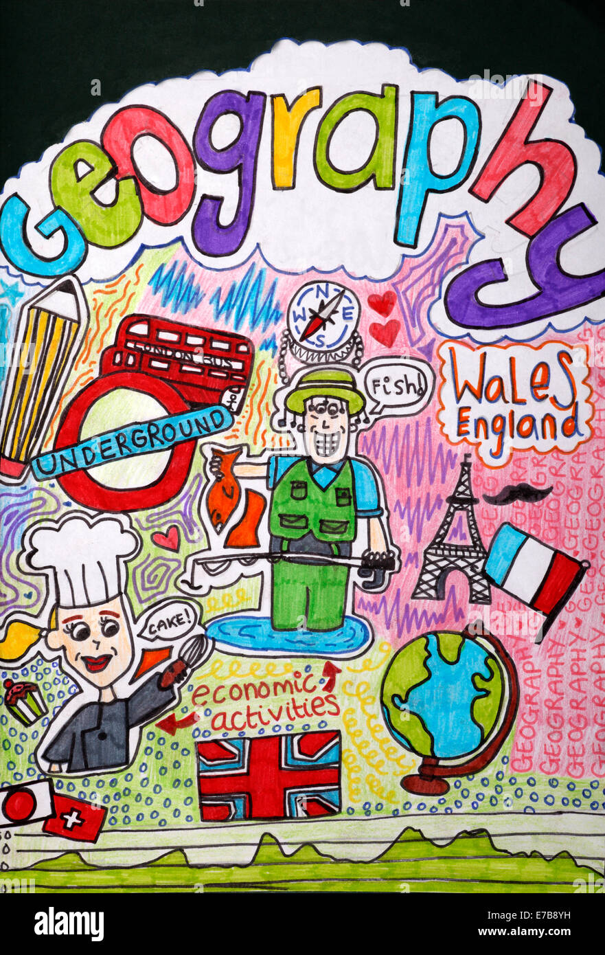 Geography illustration, cartoon art Stock Photo Alamy