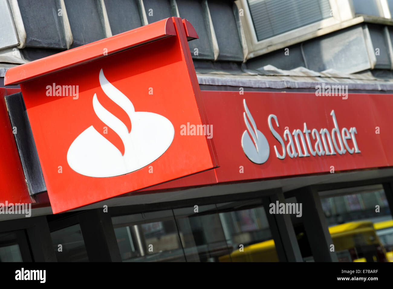 Sign above a branch of Santander Bank Stock Photo