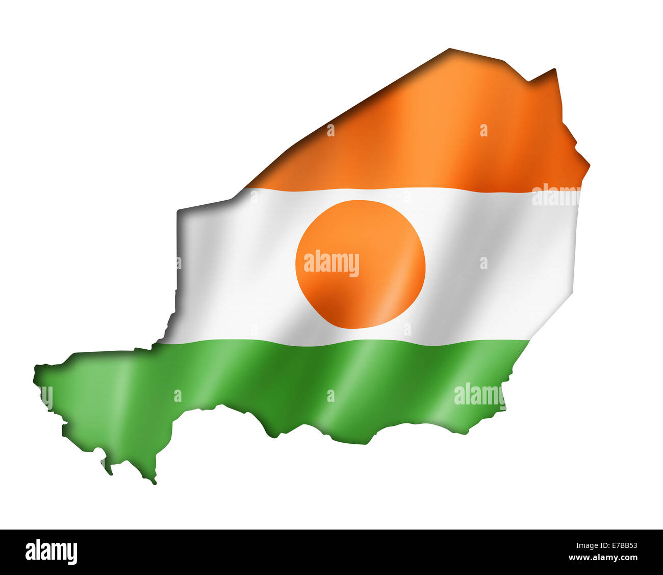 Niger flag map, three dimensional render, isolated on white Stock Photo