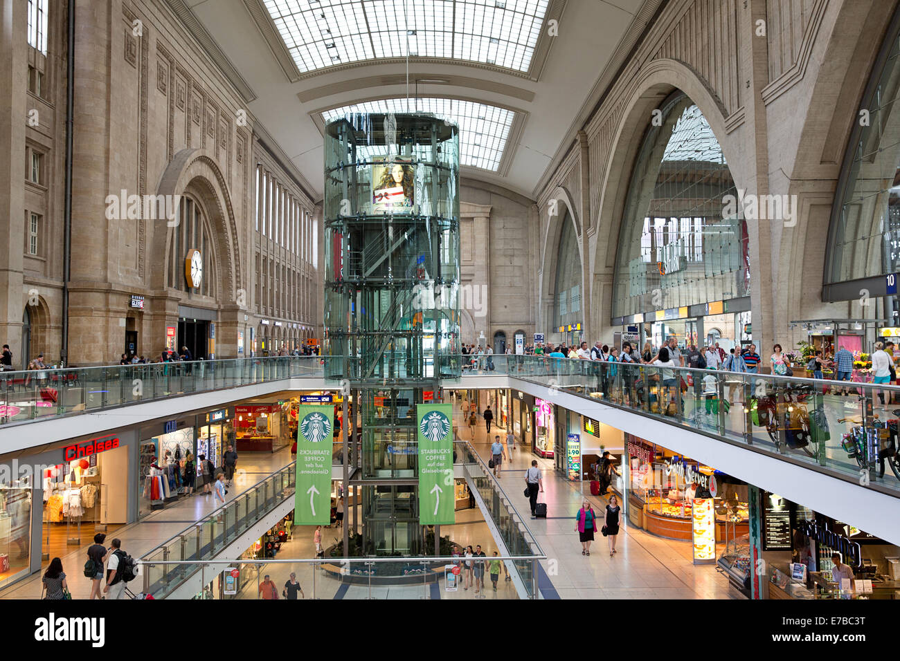 Leipzig central station concourse, Germany Hauptbahnhof. Stock Photo