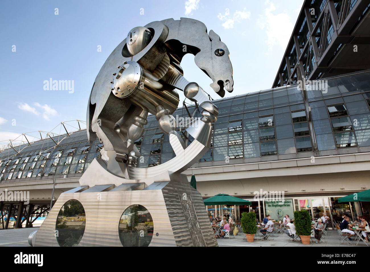 The Rolling Horse sculpture outside Berlin's central station. (Berlin Hauptbahnhof) Stock Photo