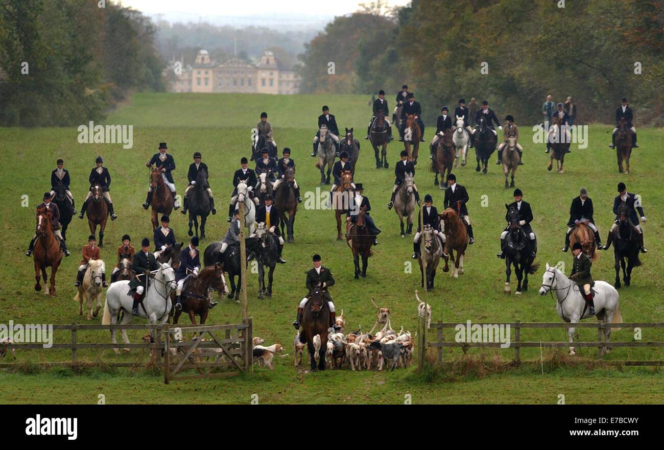 Badminton House, on the Badminton Estate during a hunt. Stock Photo