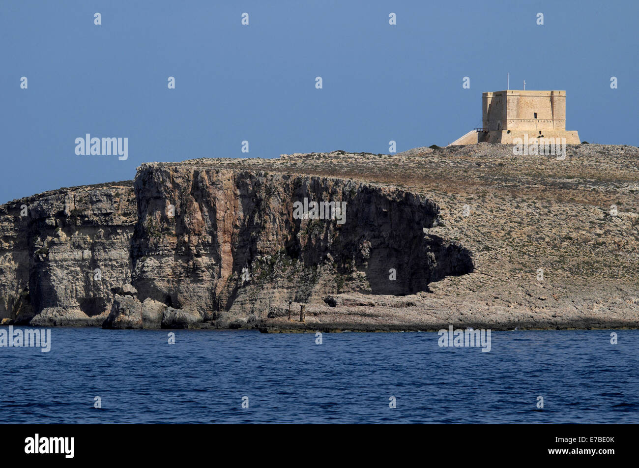 Watchtower on Comino island, Malta Stock Photo