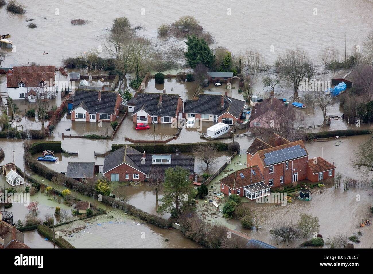 The flooded village of Moorland, Somerset. Where all but a handful of